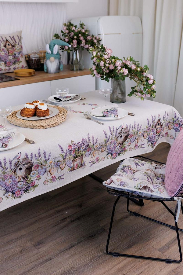 Фото - Скатерть прямоугольная Прованс Лавандовый садик 135х180 см (044170)