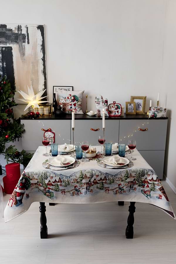 Фото - Скатерть прямоугольная Прованс Снежная зима 135х220 см (037472)