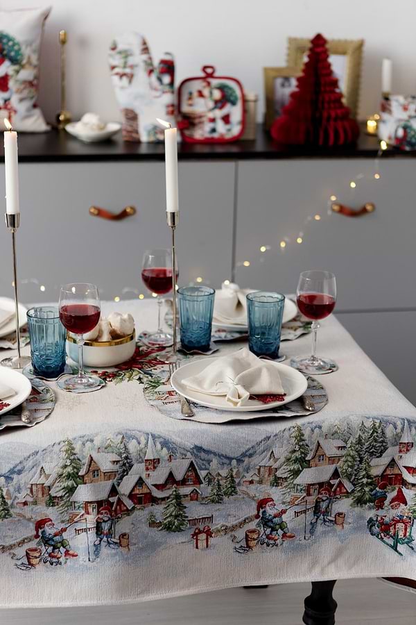 Фото - Скатерть прямоугольная Прованс Снежная зима 135х220 см (037472)