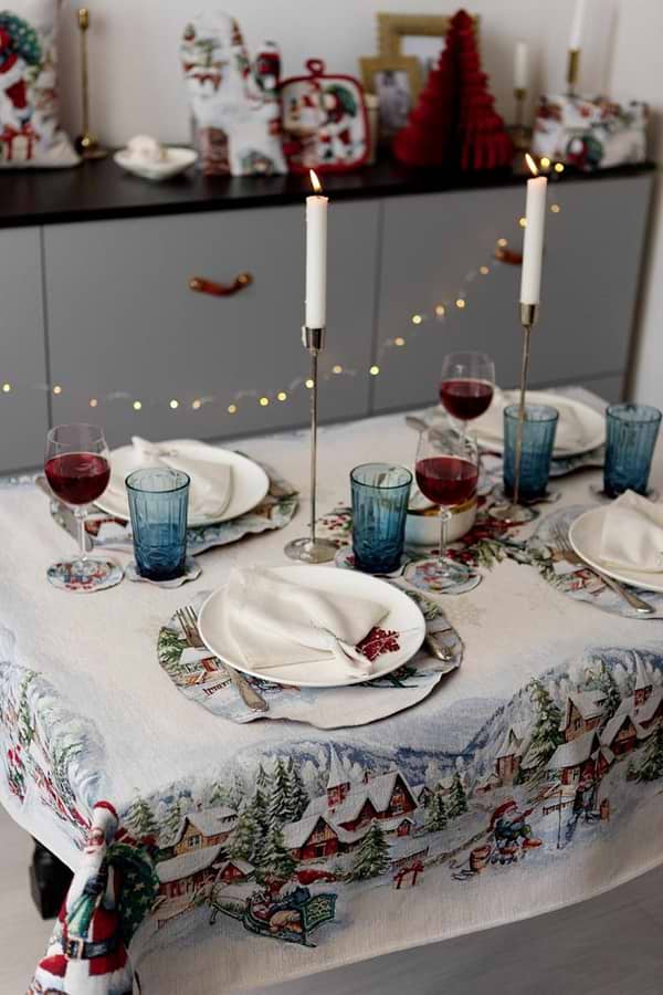 Фото - Скатерть прямоугольная Прованс Снежная зима 135х220 см (037472)