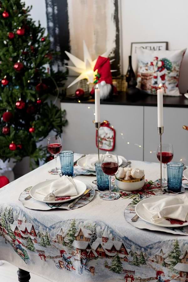 Фото - Скатерть прямоугольная Прованс Снежная зима 135х220 см (037472)