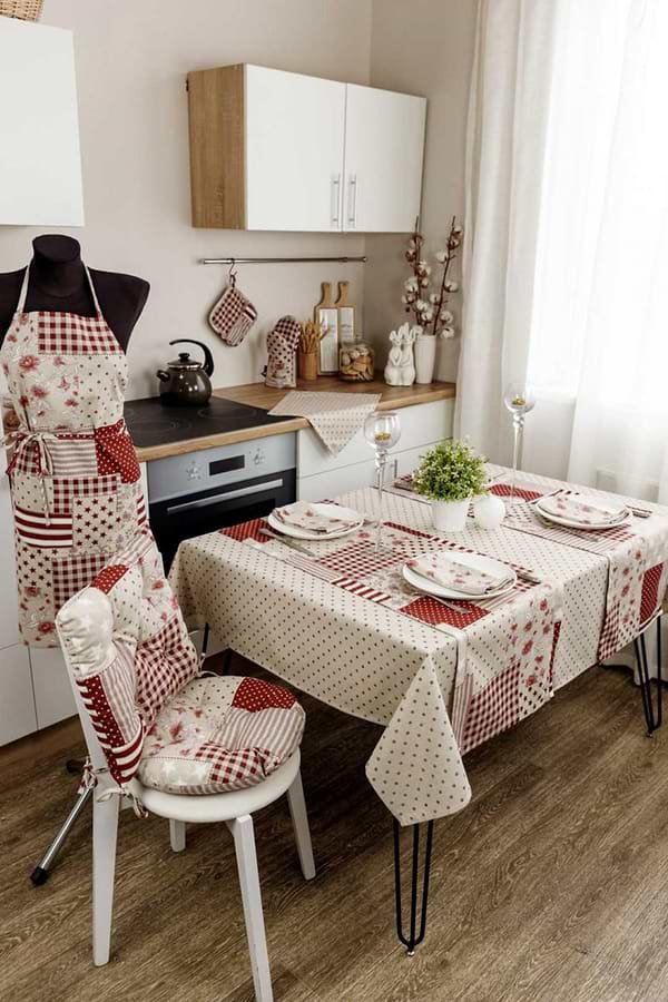 Фото - Скатертина прямокутна Прованс Горох бордо 136х220 см (031598)