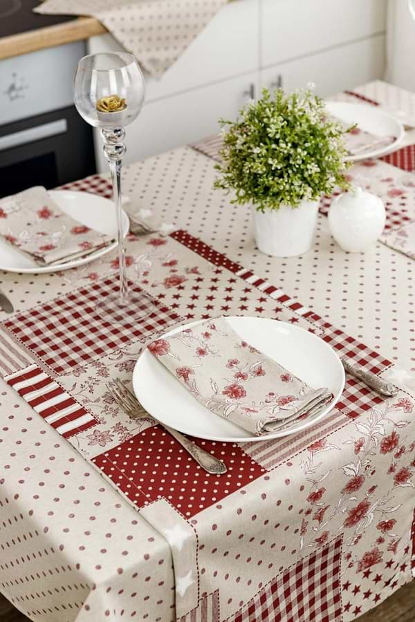 Фото - Скатертина прямокутна Прованс Горох бордо 136х220 см (031598)