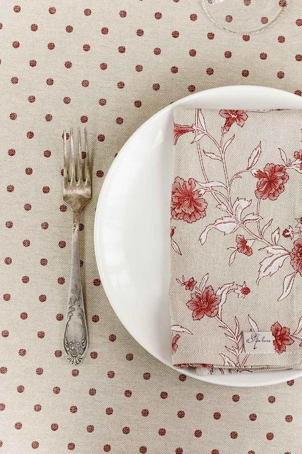 Фото - Скатертина прямокутна Прованс Горох бордо 136х220 см (031598)