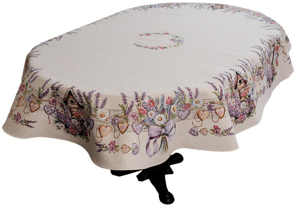 Фото - Скатертина овальна Прованс гобеленова Лавандовий садочок 136х240 см (044184)