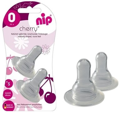 Фото - Малый поток соска детская силиконовая NIP Вишенка, медленный поток, 0+, 2 шт. (93003)