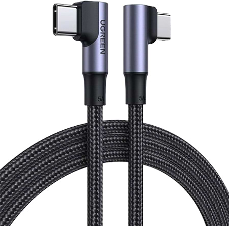 Кабель синхронізації даних UGREEN US335 Angled USB Type-C to Angled USB Type-C 1m Black (70696)