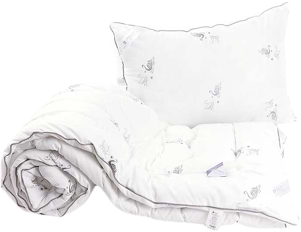 Фото - Набір ковдра полуторна + подушка Руно 140х205 + 50х70 см зі штучного лебединого пуху (924.52ЛПКУ)