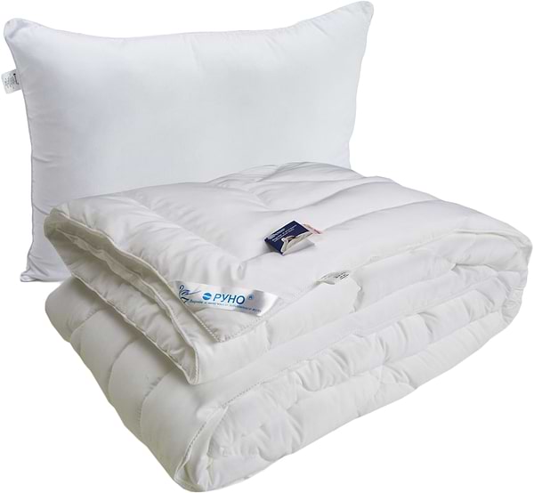 Фото - Набор одеяло полуторное + подушка Руно 140х205 + 50х70 см зі штучного лебединого пуху (924.52ЛПУ)