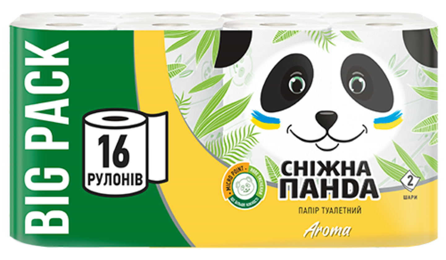 Туалетний папір Сніжна панда Арома 16шт 2 шари