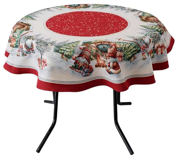 Фото - Скатертина кругла Прованс Різдвяне багаття 180 см (038396)