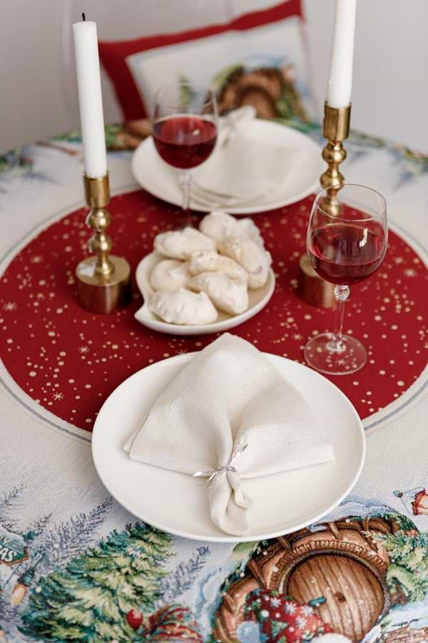 Фото - Скатертина кругла Прованс Різдвяне багаття 180 см (038396)