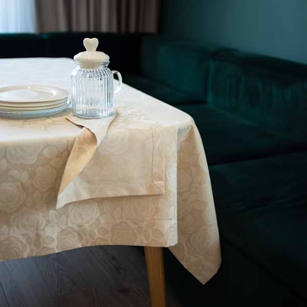 Фото - Скатерть прямоугольная Едельвіка Камелия бразильский песок 300х150 см (417-23/00)