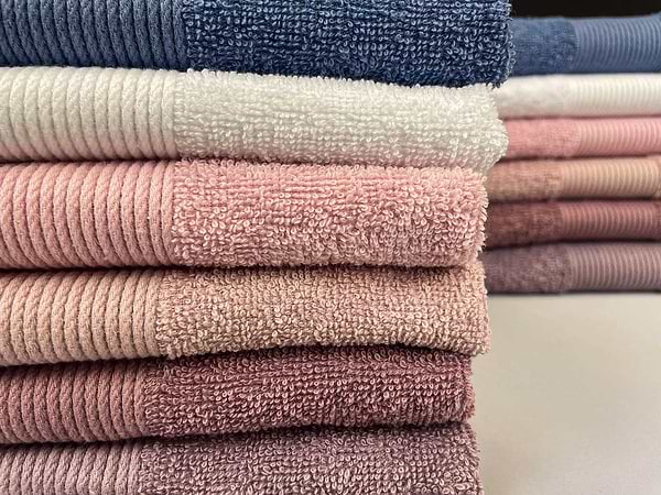 Фото - Рушник для обличчя GM Textile синій махровий з бордюром 50х90