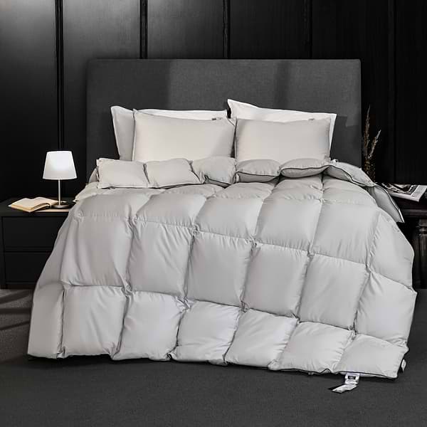 Фото - Ковдра зимова полуторна MirSon 100% пух Сатин-Преміум пухотримаючий № 066 "Silver Cloud" 155х215 (2200009348679)