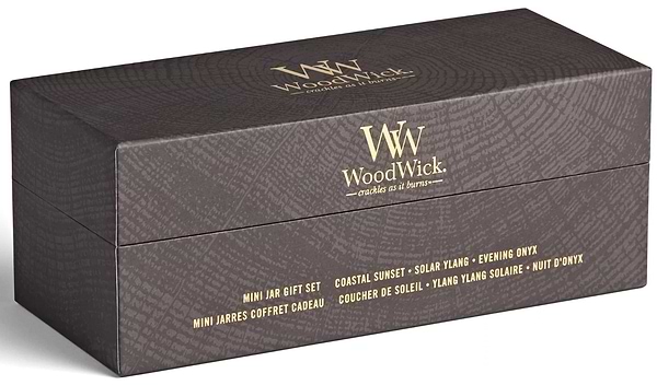 Фото - Набір свічок Woodwick mini Coastal Sunset, Evening Onyx, Solar Ylang (1727429E)
