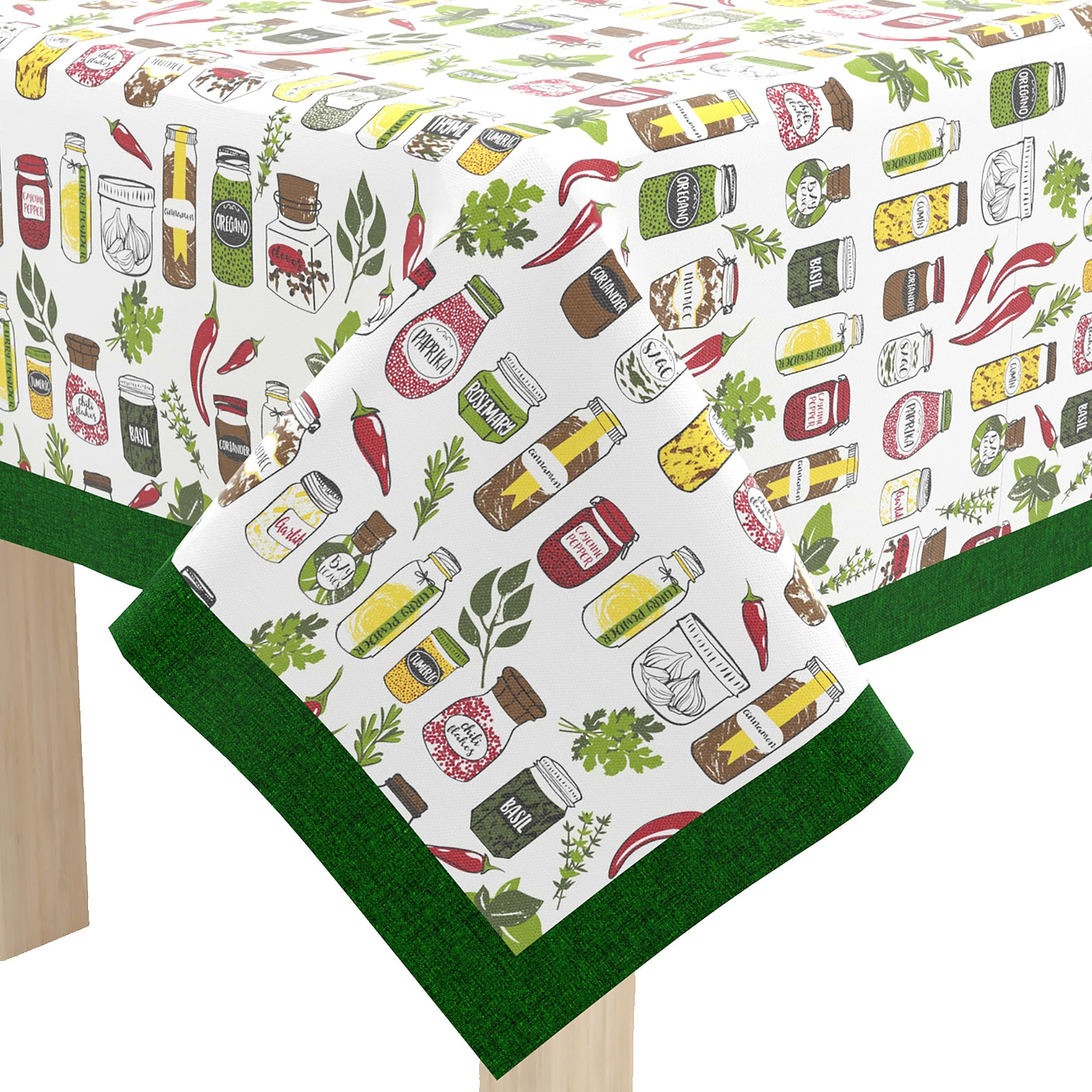 Скатертина прямокутна Home Line Напівпанама спеції зелений 140Х220 (162161)