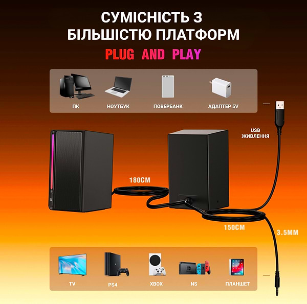 Фото - Комп'ютерна акустика компактна 2.0 Fifine A20 Gaming RGB Speaker