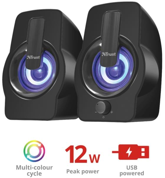 Фото - Комп'ютерна акустика звичайна 2.0 Trust Gemi RGB 2.0 Speaker Set Black USB (22948)