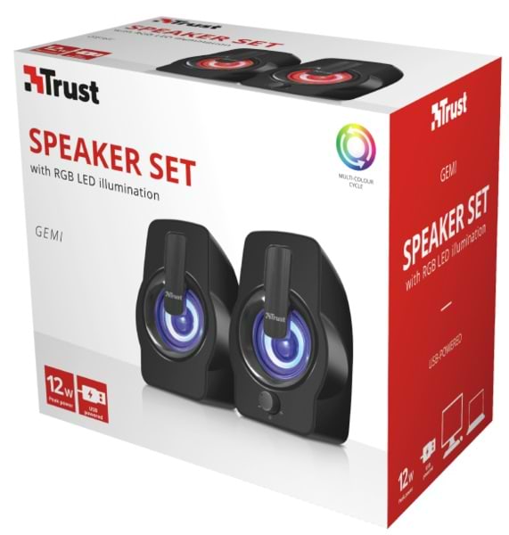 Фото - Комп'ютерна акустика звичайна 2.0 Trust Gemi RGB 2.0 Speaker Set Black USB (22948)