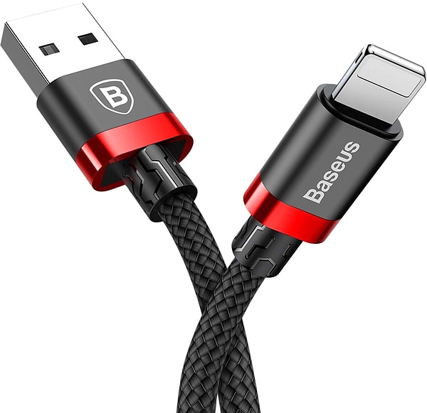 Фото - Кабель синхронизации данных Baseus Cafule USB to Lightning 2.4A 0.5м Red/Black (CALKLF-A19)