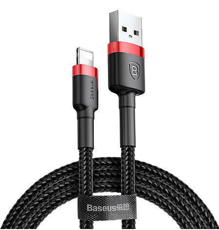 Фото - Кабель синхронизации данных Baseus Cafule USB to Lightning 2.4A 0.5м Red/Black (CALKLF-A19)