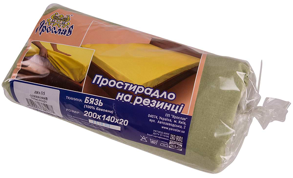 Фото - Простирадло полуторне Ярослав на резинці бязь 200х140х20 диз.05 (оливковий) (38158)