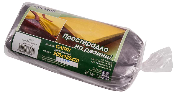Фото - Простирадло двоспальне Ярослав на резинці сатин 200х180х20 диз.02 (сіро-блакитний) (38279)