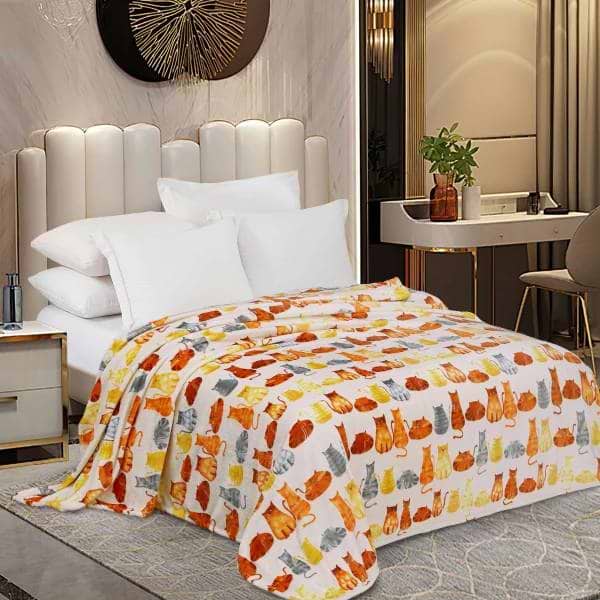 Фото - Плед евро Love You Home флисовый Коты Бежевый 200x220 см (8283)