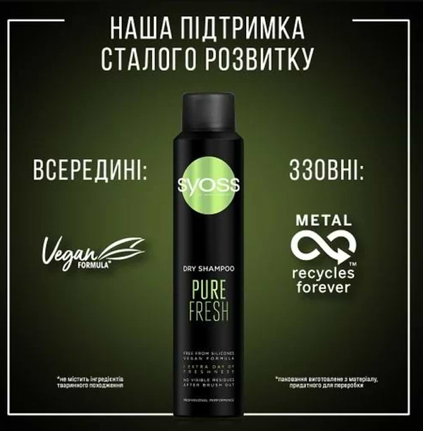 Фото - Шампунь жіночий SYOSS Сухий PURE FRESH 200мл