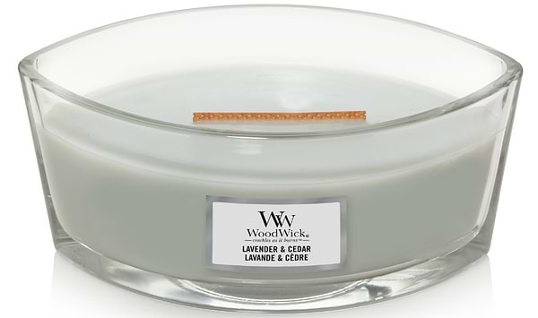 Фото - Свічка скло Woodwick Ellipse Lavender & Cedar (Лаванда с Кедром) 453г (1666260E)