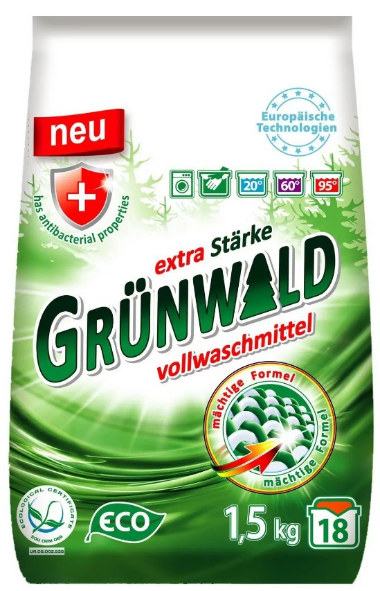 Пральний порошок GRUNWALD універсальний Гірська Свіжість 1,5 кг - Фото 1