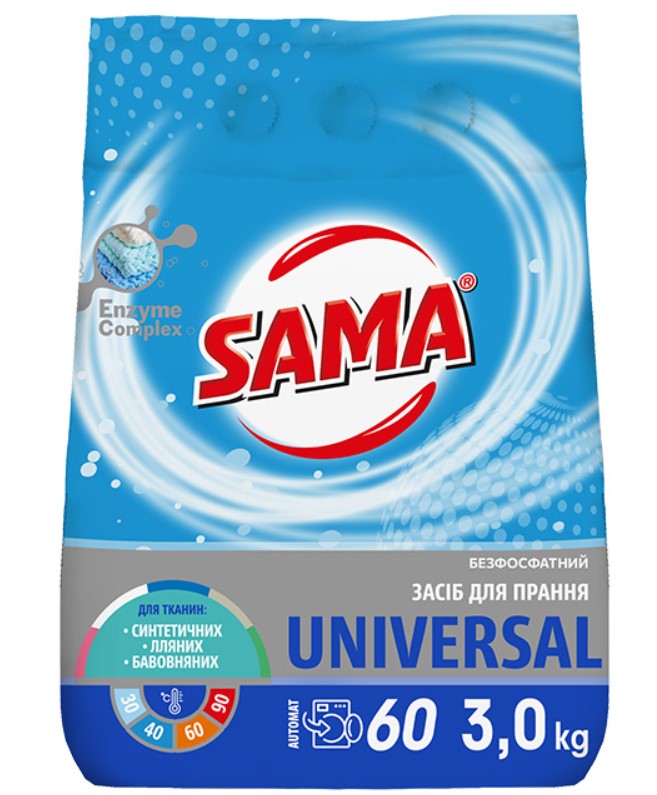 Фото - Стиральный порошок SAMA авт. Горная свежесть бесфосф. д/цвет. и белых тканей 3 кг Фото - Стиральный порошок SAMA авт. Горная свежесть бесфосф. д/цвет. и белых тканей 3 кг