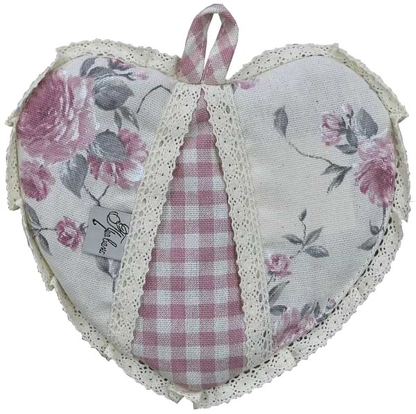 Фото - Прихватка Прованс 20х20 Сердце "Bella" Розы с кружевом (013525)