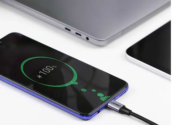 Фото - Кабель синхронизации данных UGREEN US255 USB Type-C to Angled USB Type-C 60W Round 0.5m Black/Gray (50122)