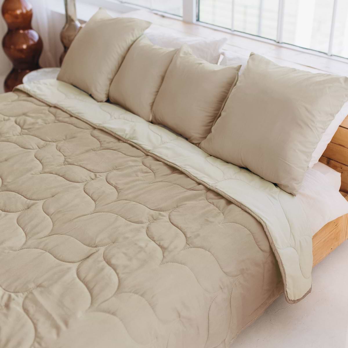 Покривало двоспальне Sonex Tahiti двостороннє 220х240 см Коричнево-бежеве (SO102521) - Фото 1