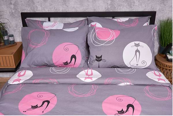 Фото - Комплект постельного белья Moon&Star Бязь Gold Люкс Mauve Cat 175х210 (MS-820002620)