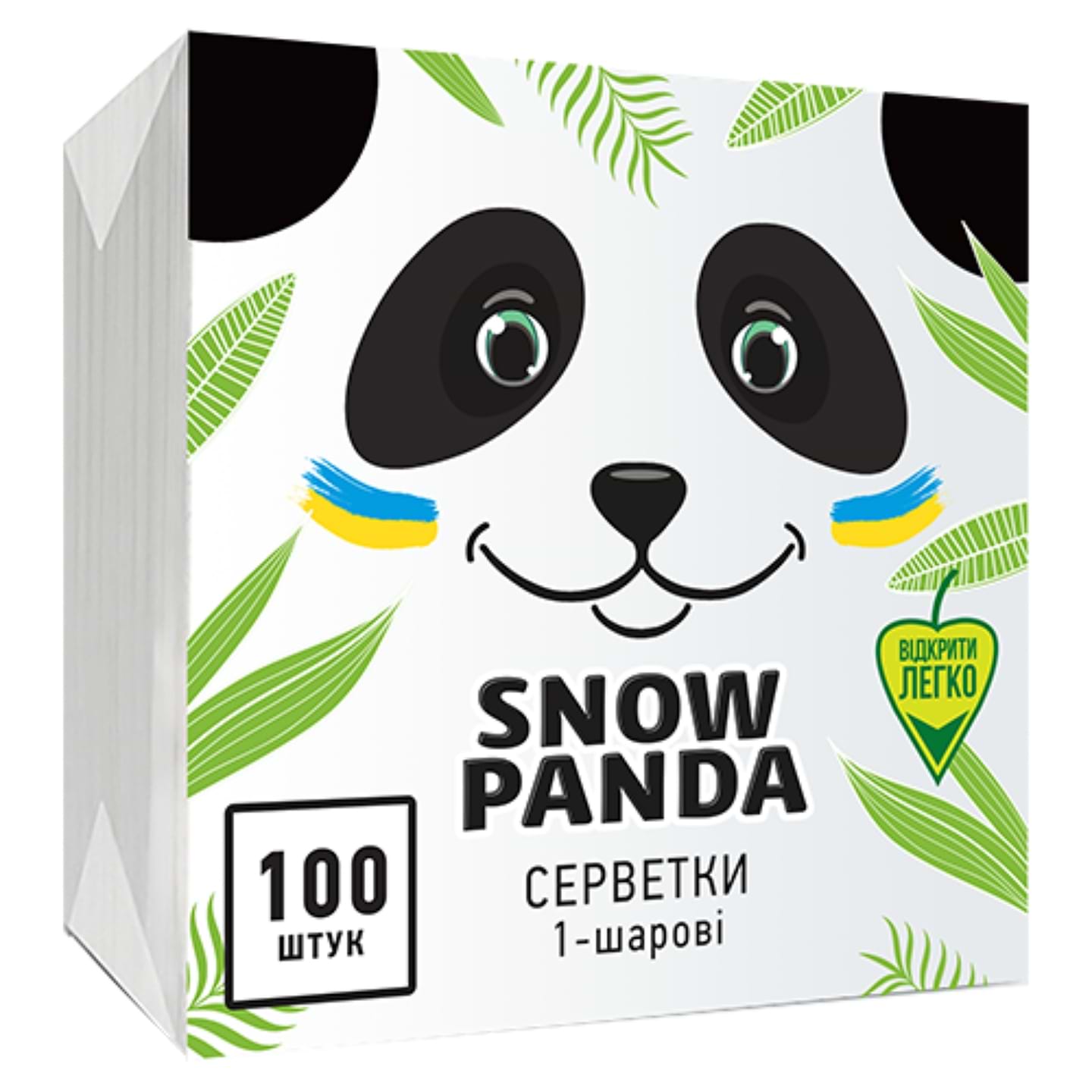 Серветки паперові Сніжна панда столовые белые 24*24 100 шт. - Фото 1