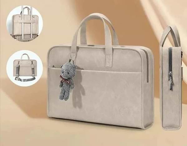 Фото - Сумка для ноутбука MAXPRO Брендовая с подвеской в ​​виде медведя бежевого 16"