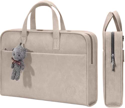 Фото - Сумка для ноутбука MAXPRO Брендовая с подвеской в ​​виде медведя бежевого 16"