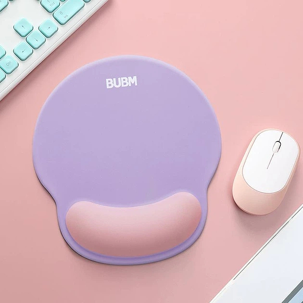 Фото - Коврик для мыши BUBM с подушкой под запястье Фиолетовый+розовый круглый