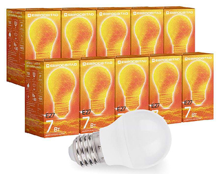 Лампочка світлодіодна Євросвітло 7Вт 4200К P-7-4200-27 Е27 10 шт. (000058935)