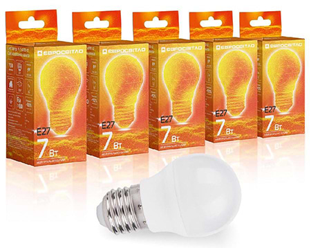 Лампочка світлодіодна Євросвітло 7Вт 4200К P-7-4200-27 Е27 5 шт. (000058081)