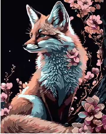 Картина за номерами Strateg Лисиця в ніжних квітках 40х50 см (AH1006)