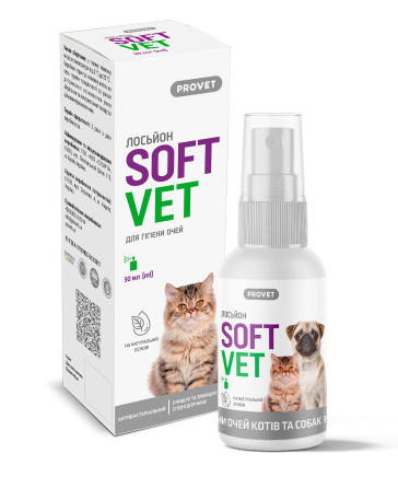 Лосьйон для котів і собак ProVET SOFTVET для гігієни очей 30 мл (4823082440085)