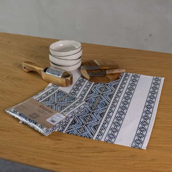 Фото - Салфетка для сервировки Едельвіка Кузьма 2 шт. голубой 46х46 см (469-25/00)