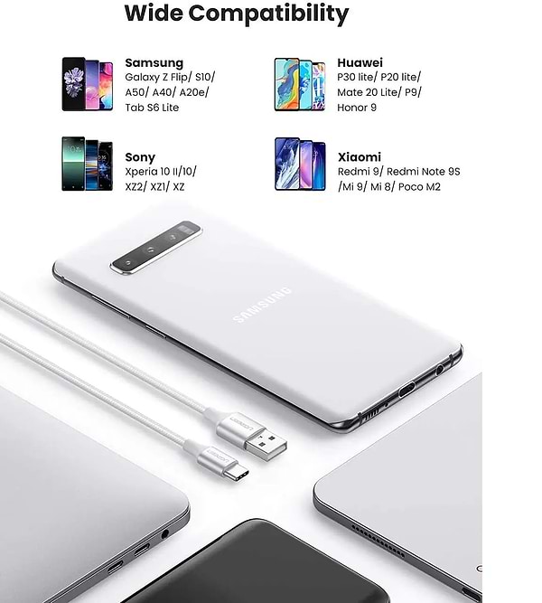 Фото - Кабель синхронізації даних UGREEN USB 2.0 AM-Type-C M 3m US288 (60409)