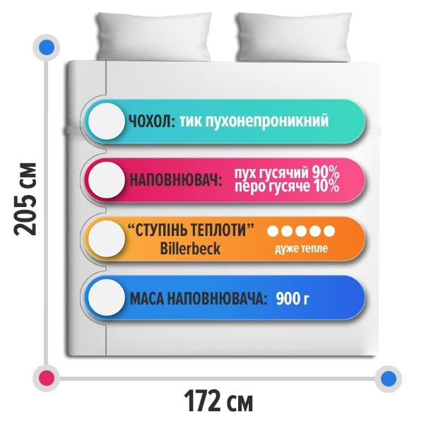 Фото - Ковдра зимова двоспальна Billerbeck пухова Магнолія К2 172х205 (0590-02/02)