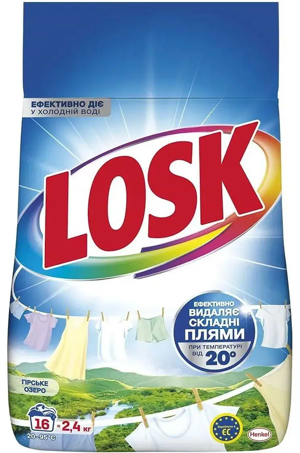 Фото - Пральний порошок Losk авт. Гірське Озеро д/білих та світлих речей, 2,4 кг, 16 циклів