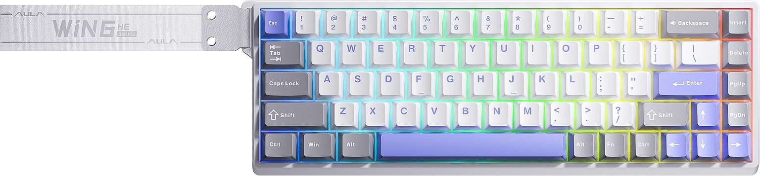 Клавиатура проводная Aula WIN68 HE Max Magnetic switch, Grey/White/Purple EN/UA (6978080504081) - Фото 1